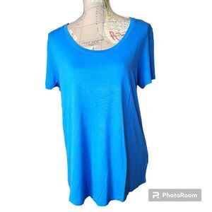 Maison Jules Size Large Blue Scoopneck Short Sleeve T-Shirt Casual Comfortable